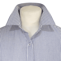 Grenouille Ladies Long Sleeve Mid-Blue Stripe Seersucker Shirt