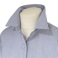 Grenouille Ladies Long Sleeve Mid-Blue Stripe Seersucker Shirt