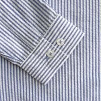 Grenouille Ladies Long Sleeve Mid-Blue Stripe Seersucker Shirt