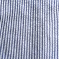 Grenouille Ladies Long Sleeve Mid-Blue Stripe Seersucker Shirt