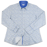 Grenouille Ladies Long Sleeve Multi Blue Vintage Style Floral Shirt