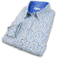 Grenouille Ladies Long Sleeve Multi Blue Vintage Style Floral Shirt