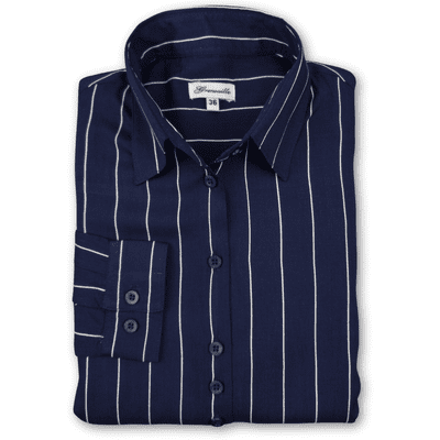 Grenouille Ladies Long Sleeve Navy and White Stripe Blouse