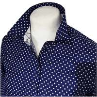 Grenouille Ladies Long Sleeve Navy Polka Dot Shirt With Cat Details