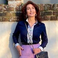 Grenouille Ladies Long Sleeve Navy Shirt with Hot Air Balloon Print Detail