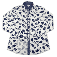 Grenouille Ladies Long Sleeve Navy Tulip and Heart Print Shirt