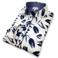 Grenouille Ladies Long Sleeve Navy Tulip and Heart Print Shirt