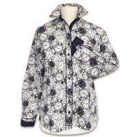 Grenouille Ladies Long Sleeve Navy & White Clock Print Shirt