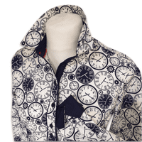 Grenouille Ladies Long Sleeve Navy & White Clock Print Shirt
