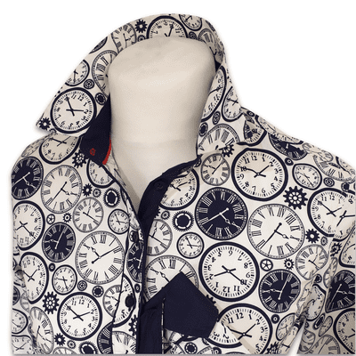 Grenouille Ladies Long Sleeve Navy & White Clock Print Shirt