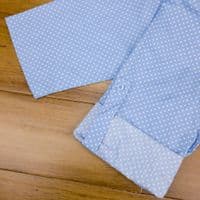 Grenouille Ladies Long Sleeve Pastel Blue and White Spot Collared Tunic