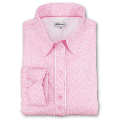 Grenouille Ladies Long Sleeve Pastel Pink & White Floral Shirt