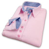 Grenouille Ladies Long Sleeve Pink Cotton Oxford Boyfriend Shirt