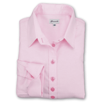 Grenouille Ladies Long Sleeve Pink Cotton Oxford Shirt