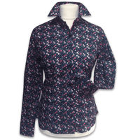 Grenouille Ladies Long Sleeve Pink & Mint on Navy Floral Shirt