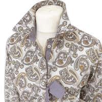 Grenouille Ladies Long Sleeve Silver Grey & Cream Beige Paisley Shirt