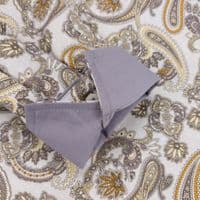 Grenouille Ladies Long Sleeve Silver Grey & Cream Beige Paisley Shirt