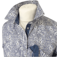 Grenouille Ladies Long Sleeve Slate Grey and White Floral Print Shirt