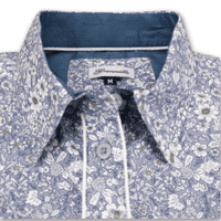Grenouille Ladies Long Sleeve Slate Grey and White Floral Print Shirt