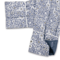 Grenouille Ladies Long Sleeve Slate Grey and White Floral Print Shirt