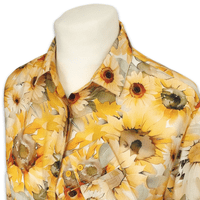 Grenouille Ladies Long Sleeve Sunflower Print Rayon Blouse