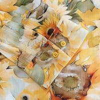 Grenouille Ladies Long Sleeve Sunflower Print Rayon Blouse