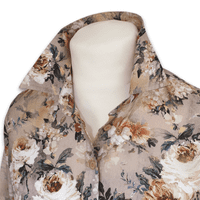 Grenouille Ladies Long Sleeve Taupe & White Floral Print Cotton Shirt