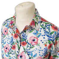 Grenouille Ladies Long Sleeve Watercolour Poppy Print Blouse