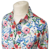 Grenouille Ladies Long Sleeve Watercolour Poppy Print Blouse