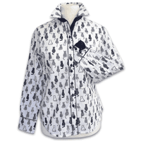 Grenouille Ladies Long Sleeve White & Navy Cat Print Shirt