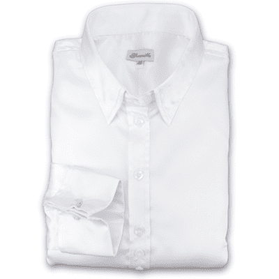 Grenouille Ladies Long Sleeve White Satin French Cuff Shaped Fit Shirt