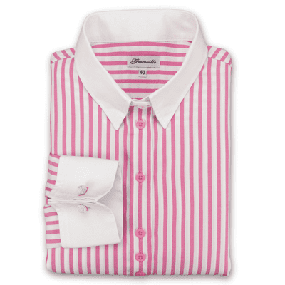 Grenouille Ladies Pink & White Stripe French Cuff Shirt