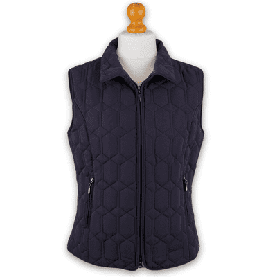 Grenouille Ladies Plain Navy Peach Finish Diamond Gilet