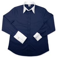 Grenouille Ladies Relaxed Fit Double Button Collar and French Cuff Navy Shirt