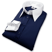 Grenouille Ladies Relaxed Fit Double Button Collar and French Cuff Navy Shirt
