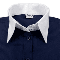 Grenouille Ladies Relaxed Fit Double Button Collar and French Cuff Navy Shirt
