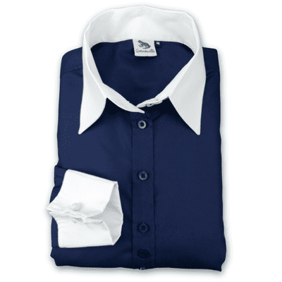 Grenouille Ladies Relaxed Fit Double Button Collar and French Cuff Navy Shirt