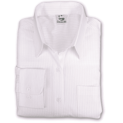 Grenouille Ladies Square Cut Long  White Stripe Seersucker Shirt