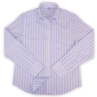 Grenouille Ladies Standard Long Sleeve Pink & Blue Stripe Seersucker Shirt