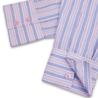Grenouille Ladies Standard Long Sleeve Pink & Blue Stripe Seersucker Shirt