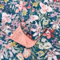 Grenouille Ladies Teal Blue with Tropical Flower Print Shirt