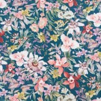 Grenouille Ladies Teal Blue with Tropical Flower Print Shirt