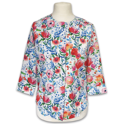Grenouille Ladies Watercolour Poppy 3/4 Sleeve Blouse