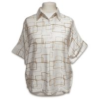 Grenouille Ladies White & Gold Square Design Batwing Top