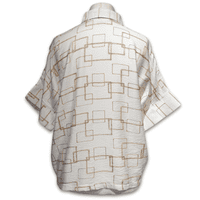 Grenouille Ladies White & Gold Square Design Batwing Top