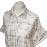 Grenouille Ladies White & Gold Square Design Batwing Top