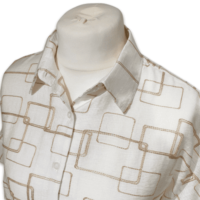 Grenouille Ladies White & Gold Square Design Batwing Top