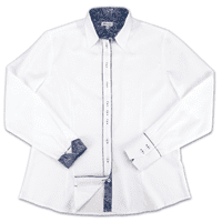 Grenouille Ladies White Shirt with Blue & Beige Paisley Accents