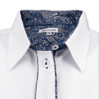 Grenouille Ladies White Shirt with Blue & Beige Paisley Accents