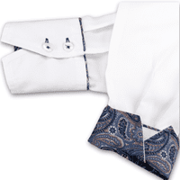 Grenouille Ladies White Shirt with Blue & Beige Paisley Accents